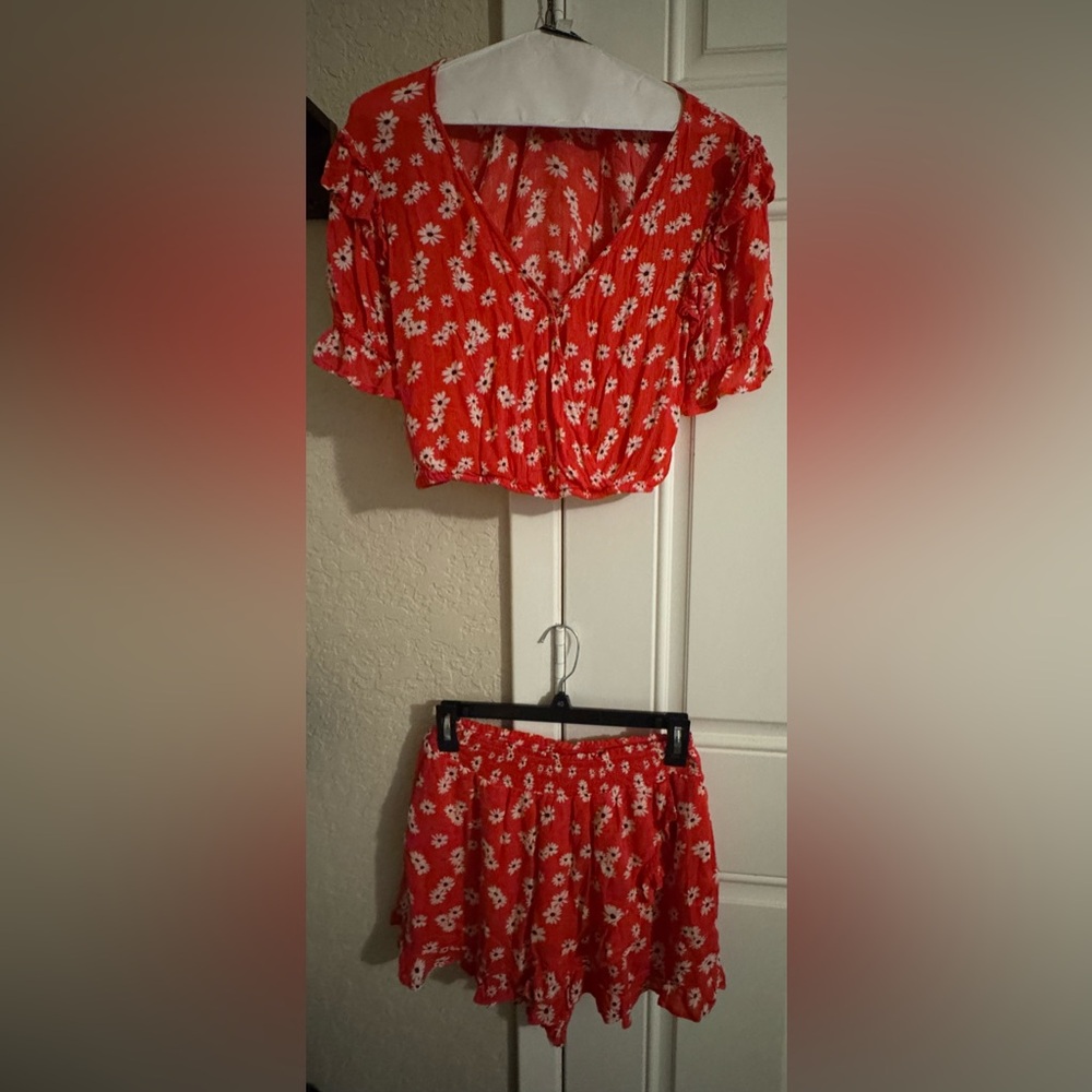 American Eagle Outfitters Red Floral Set